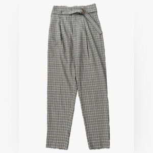 MANGO High Waisted Plaid Dress Slacks